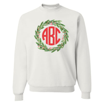 Monogrammed 'Mistletoe Wreath' Crewneck Sweatshirt