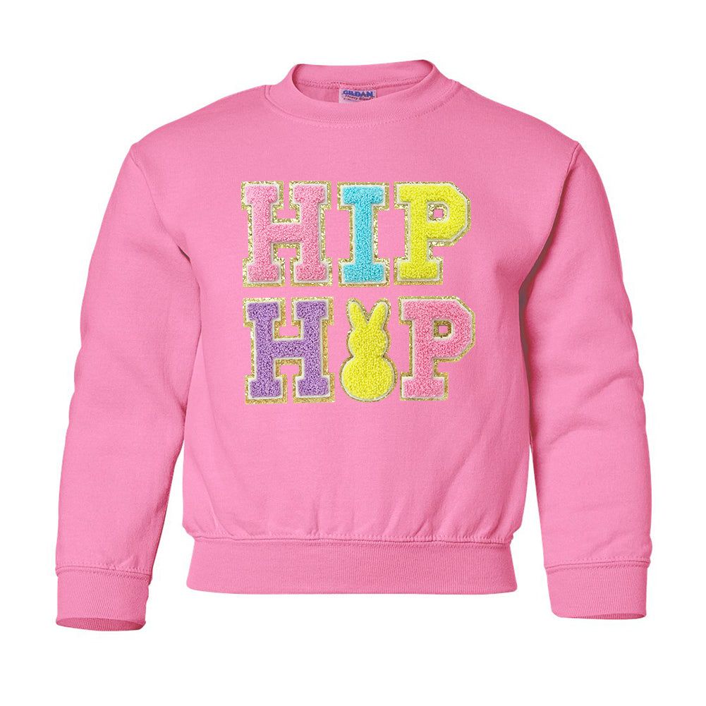 Kids Hip Hop Letter Patch Crewneck Sweatshirt