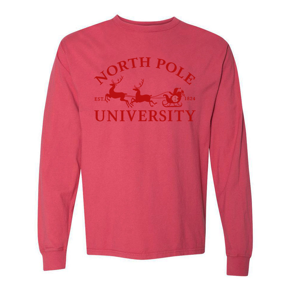 Monogrammed 'North Pole University' Long Sleeve T-Shirt