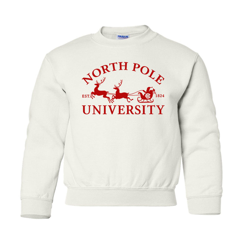 Kids Monogrammed 'North Pole University' Crewneck Sweatshirt