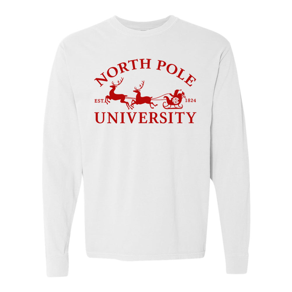 Monogrammed 'North Pole University' Long Sleeve T-Shirt