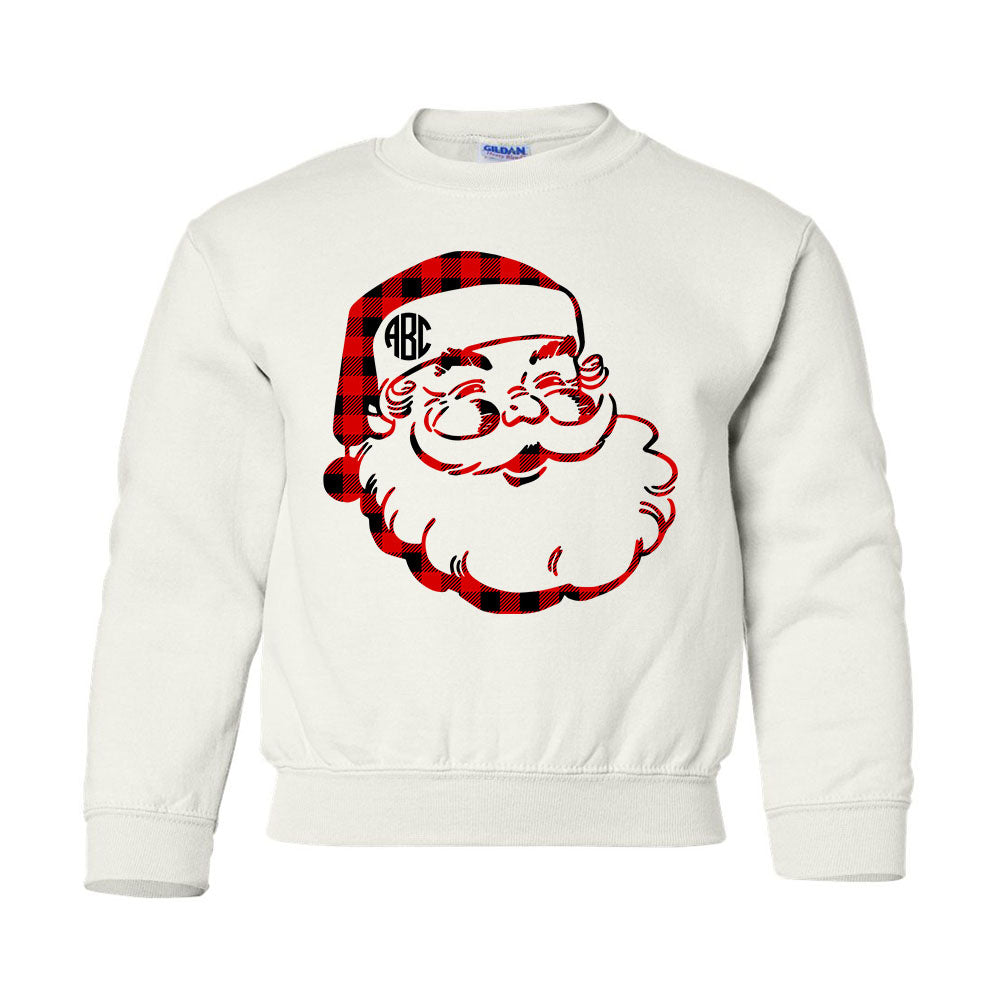 Kids Monogrammed 'Plaid Santa' Crewneck Sweatshirt