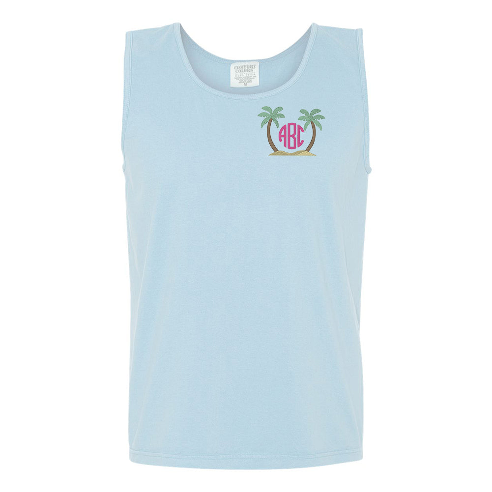 Monogrammed Palm Trees Comfort Colors Tank