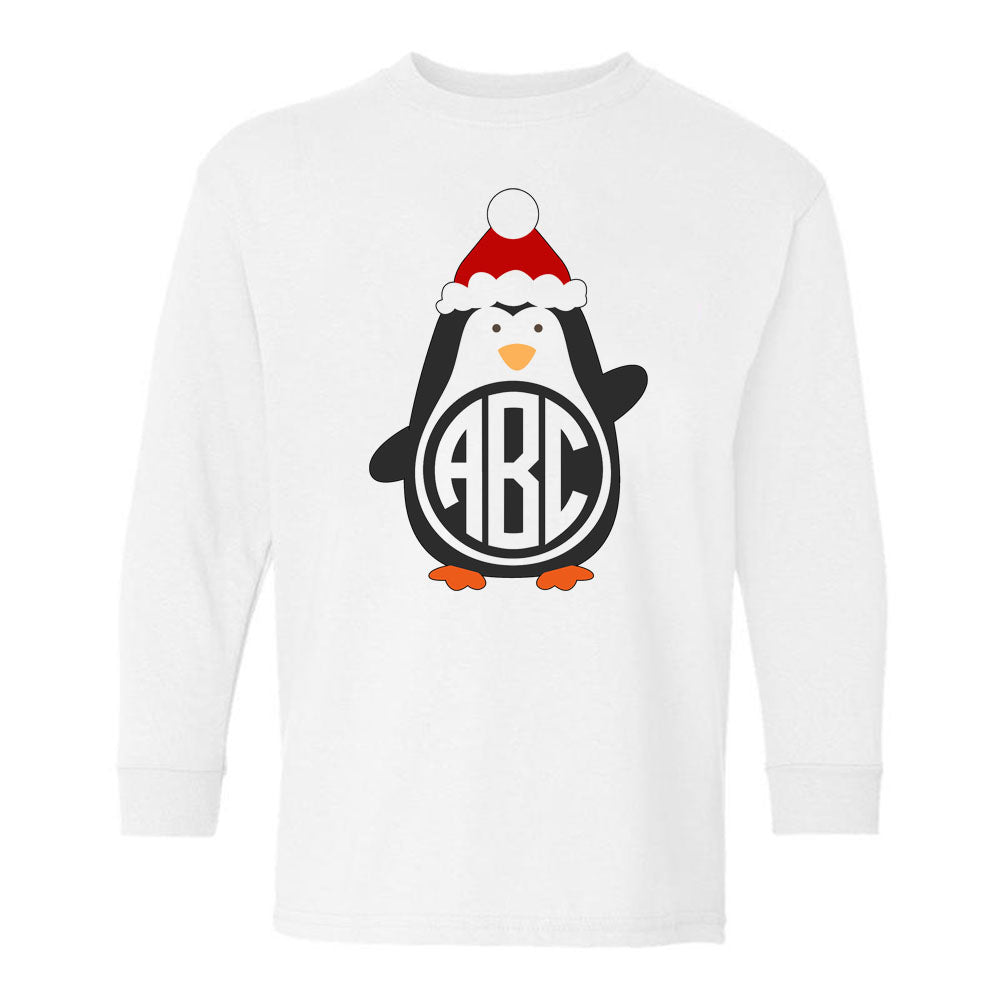 Kids Monogrammed 'Penguin' Long Sleeve T-Shirt