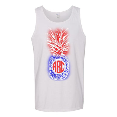Monogrammed Patriotic Pineapple Tank Top Fourth of July