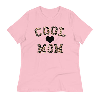 'Cool Mom' leopard print women's relaxed tee