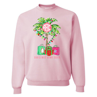 Pink Southern Christmas Palm Tree Sweatshirt