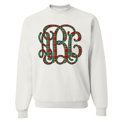 Monogrammed 'Christmas Plaid' Big Print Crewneck Sweatshirt