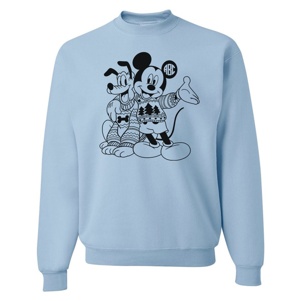 Monogrammed 'Mickey & Pluto Christmas Sweaters' Crewneck Sweatshirt