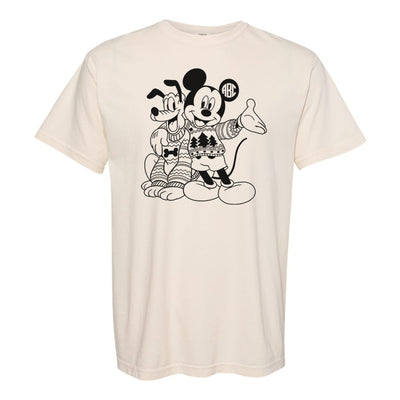 Monogrammed 'Mickey & Pluto Christmas Sweaters' T-Shirt