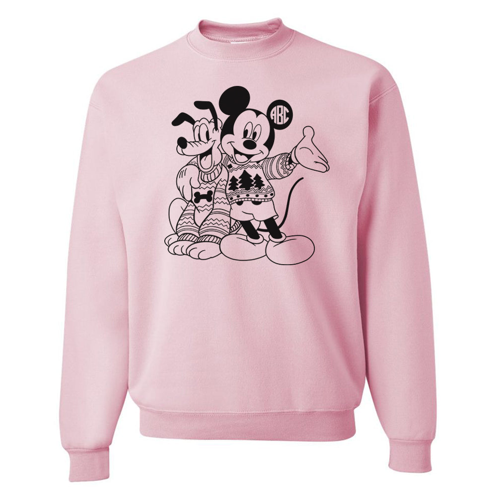 Monogrammed 'Mickey & Pluto Christmas Sweaters' Crewneck Sweatshirt