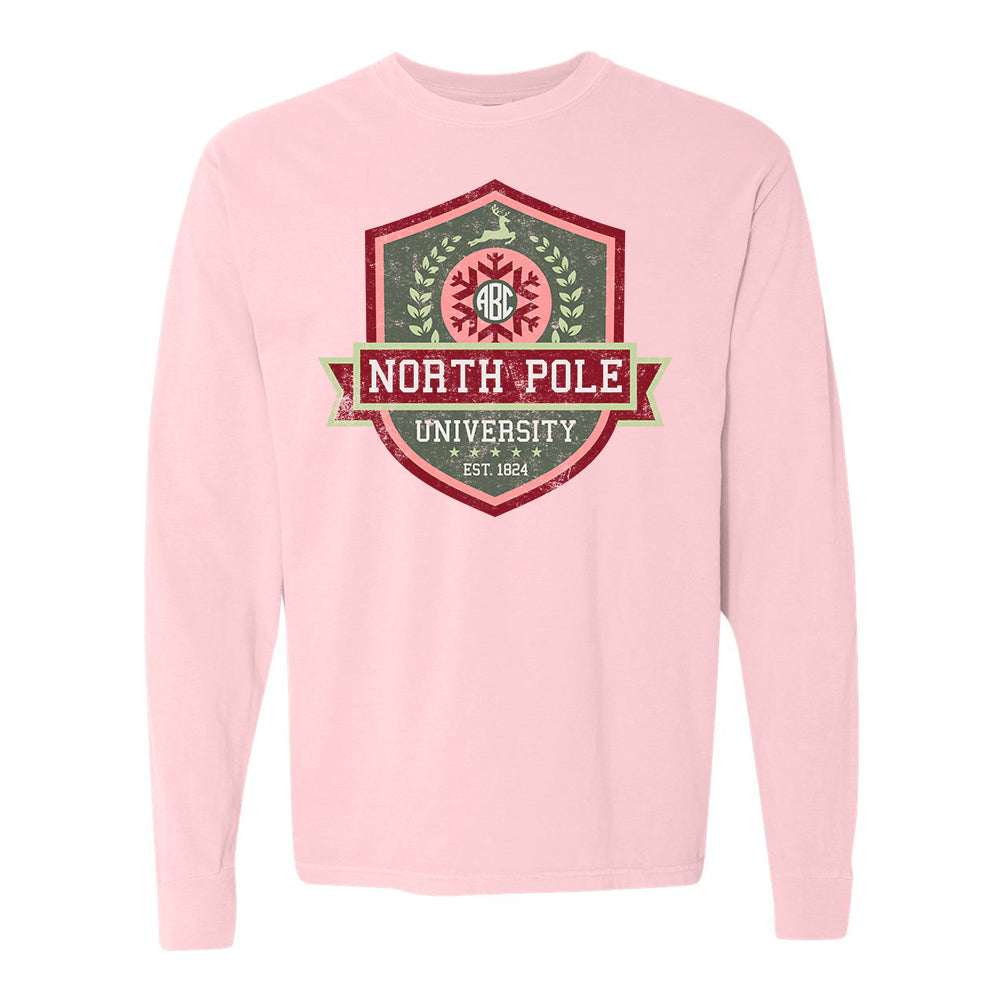 Monogrammed 'North Pole University Crest' Long Sleeve T-Shirt