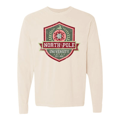Monogrammed 'North Pole University Crest' Long Sleeve T-Shirt