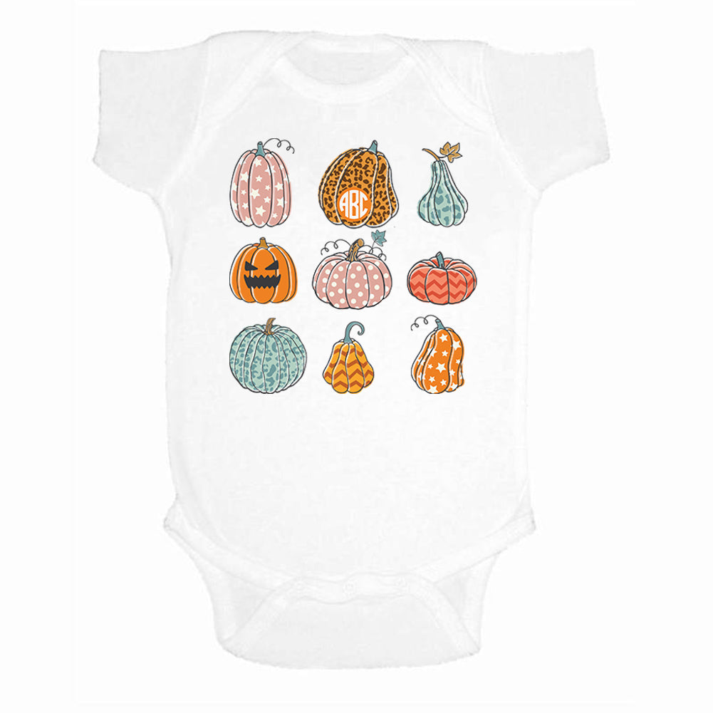 Monogrammed Infant 'Fall Pumpkins' Onesie