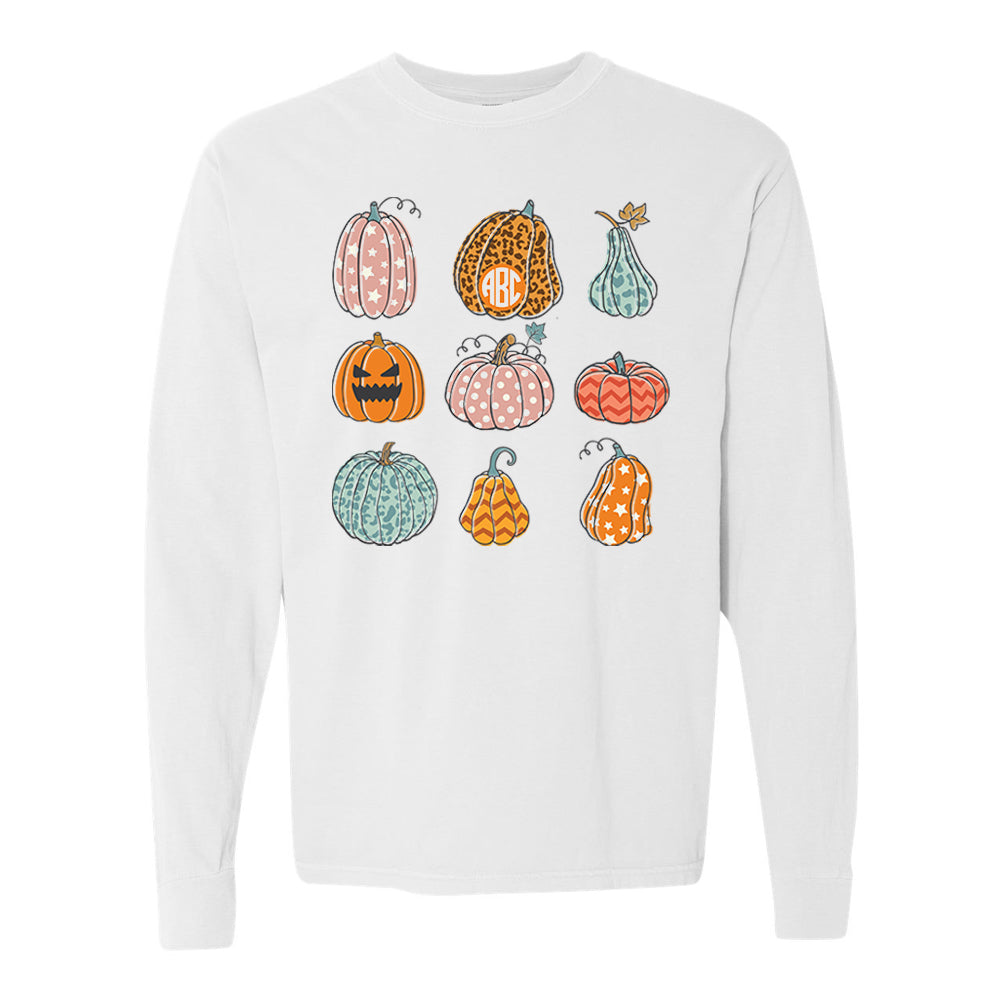 Monogrammed 'Fall Pumpkins' Comfort Colors Long Sleeve T-Shirt