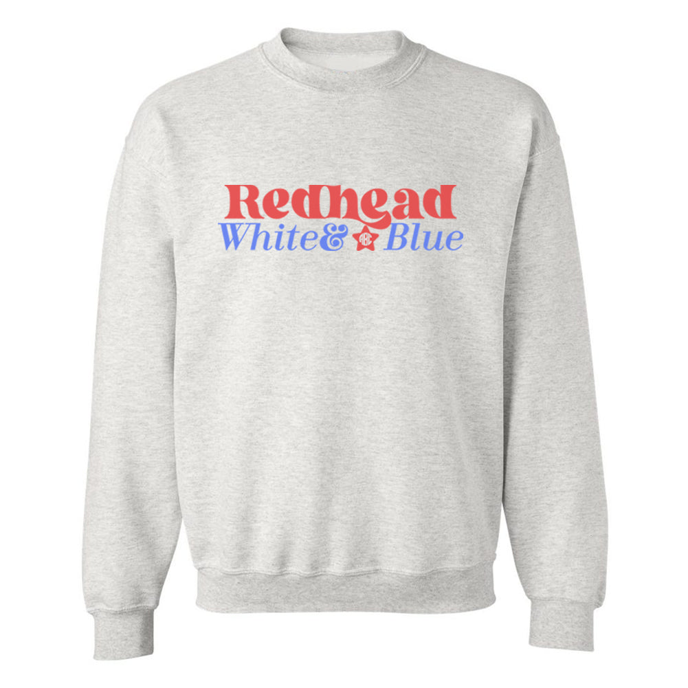Monogrammed 'Redhead, White & Blue' Crewneck Sweatshirt