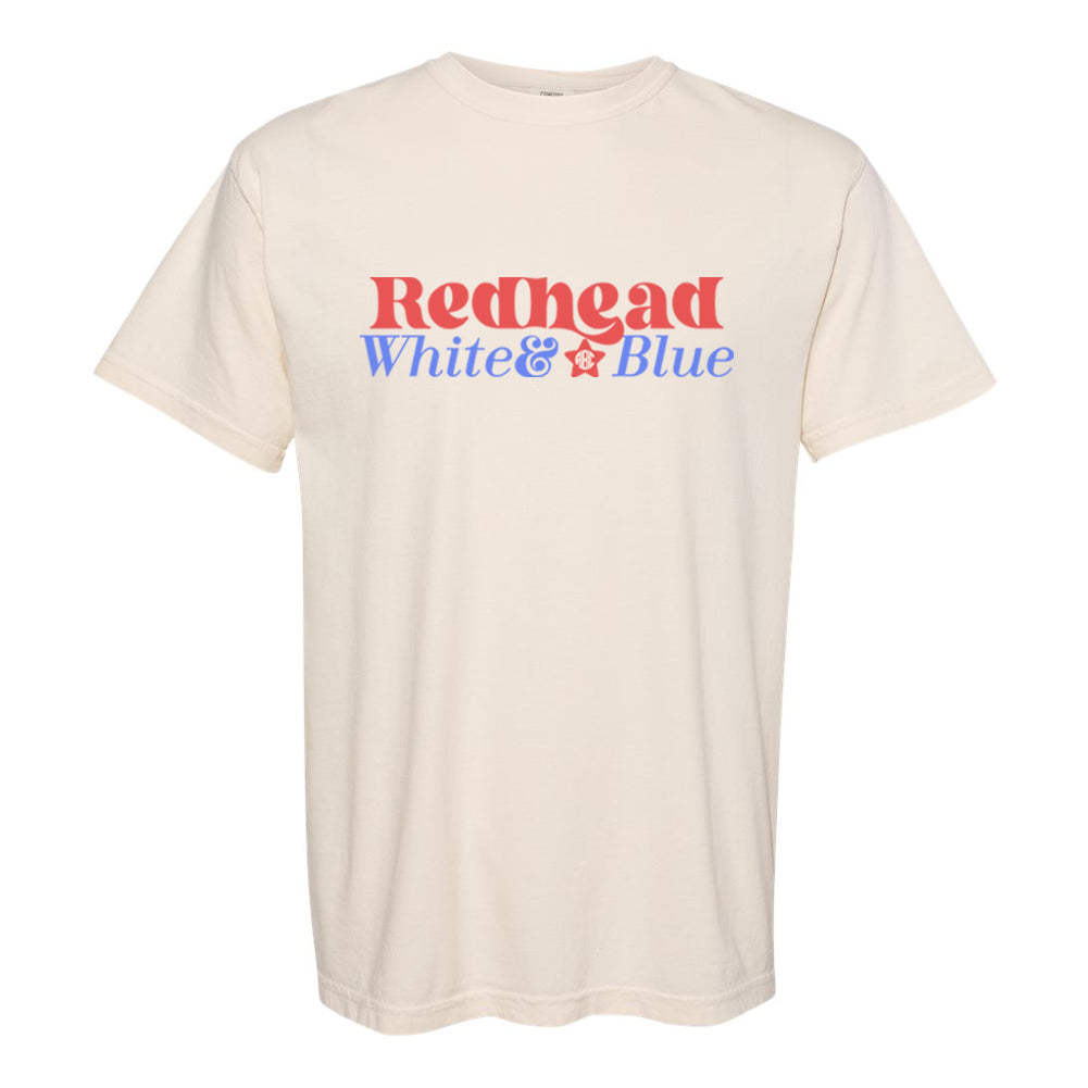 Monogrammed 'Redhead, White & Blue' T-Shirt