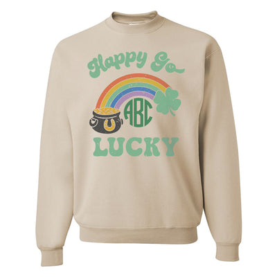 Monogrammed 'Happy Go Lucky' Crewneck Sweatshirt