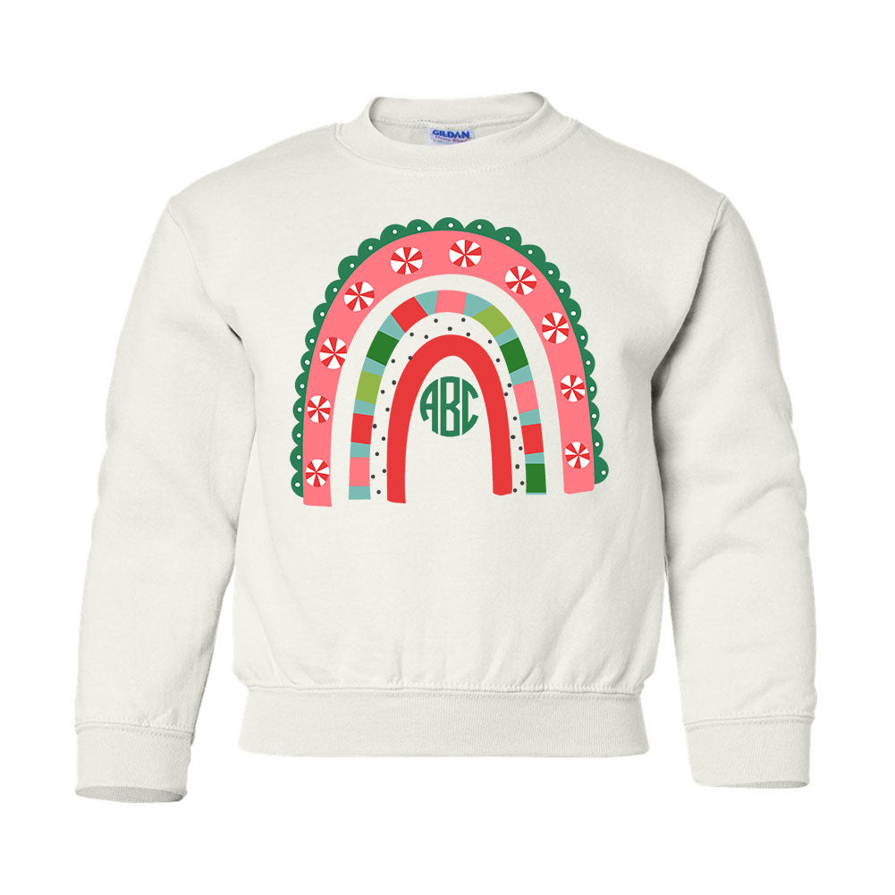 Kids Monogrammed 'Holiday Rainbow' Crewneck Sweatshirt
