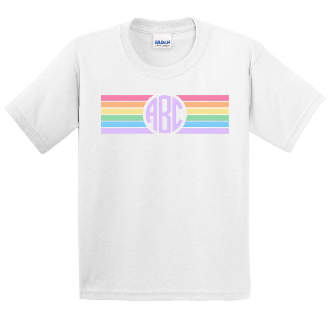 Kids Monogrammed 'Rainbow Stripe' T-Shirt
