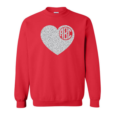 Monogrammed Glitter 'Big Heart' Crewneck Sweatshirt