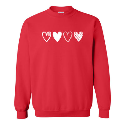Monogrammed Glitter 'Pink Hearts' Crewneck Sweatshirt