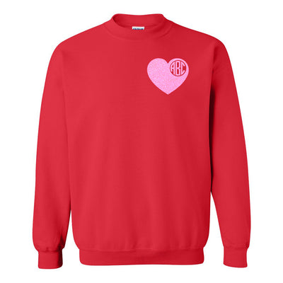 Monogrammed Glitter 'Heart' Crewneck Sweatshirt