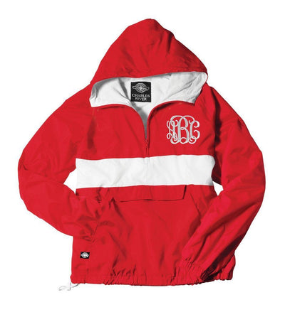Red Charles river jacket with monogram