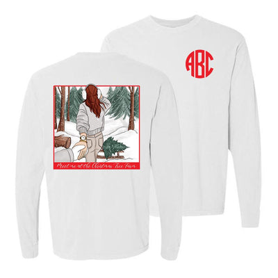 Monogrammed Meet Me At The Christmas Tree Farm Front & Back Long Sleeve Shirt