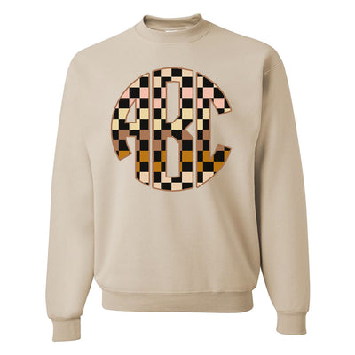 Monogrammed 'Checkerboard' Big Print Crewneck Sweatshirt
