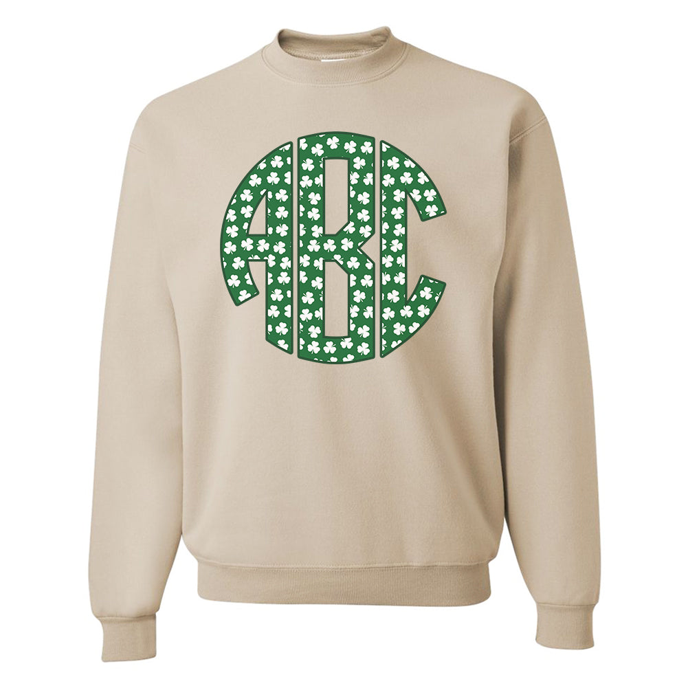 Monogrammed 'Shamrock Pattern' Big Print Crewneck Sweatshirt