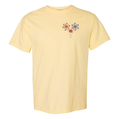 Monogrammed Sparklers Embroidered Comfort Colors T-Shirt