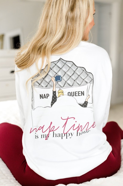 Monogrammed Nap Queen Front & Back Long Sleeve Shirt