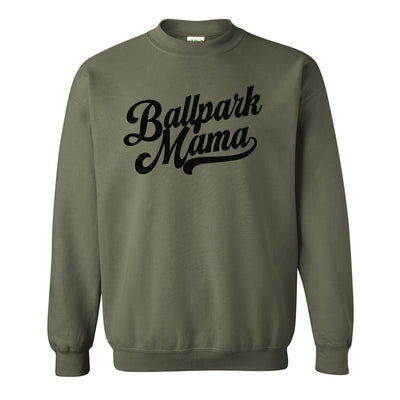 'Ballpark Mama Script' Crewneck Sweatshirt