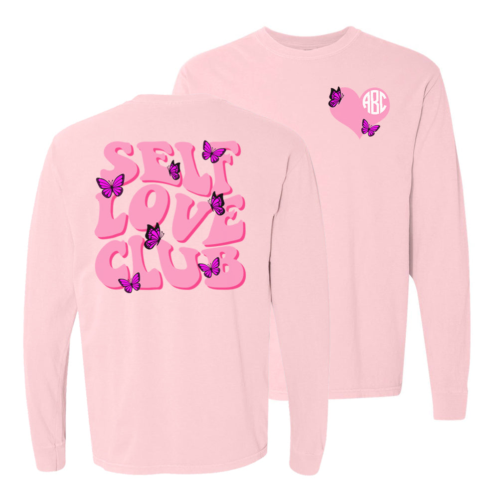 Monogrammed 'Self Love Club' Front & Back Long Sleeve T-Shirt