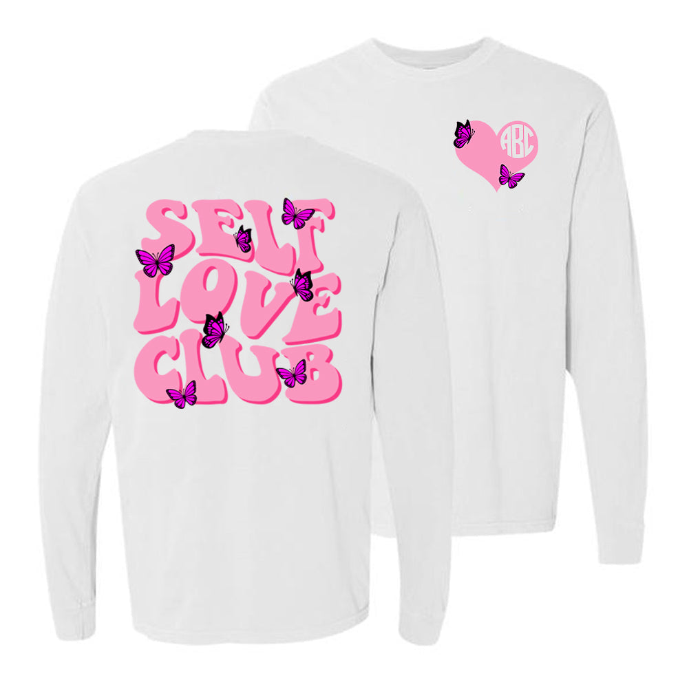 Monogrammed 'Self Love Club' Front & Back Long Sleeve T-Shirt