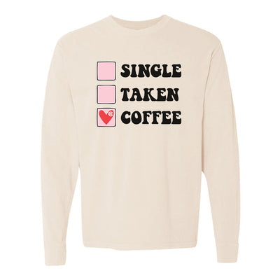 Monogrammed 'Single, Taken, Coffee' Long Sleeve T-Shirt