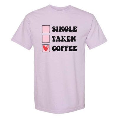 Monogrammed 'Single, Taken, Coffee' T-Shirt