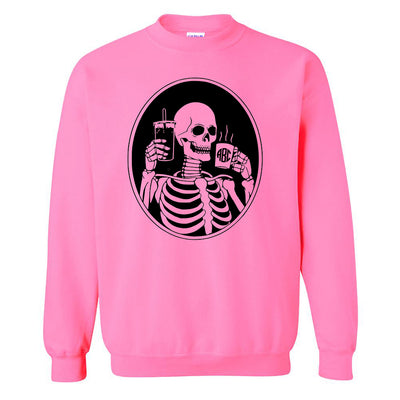 Monogrammed 'Skeleton Coffee' Neon Crewneck Sweatshirt
