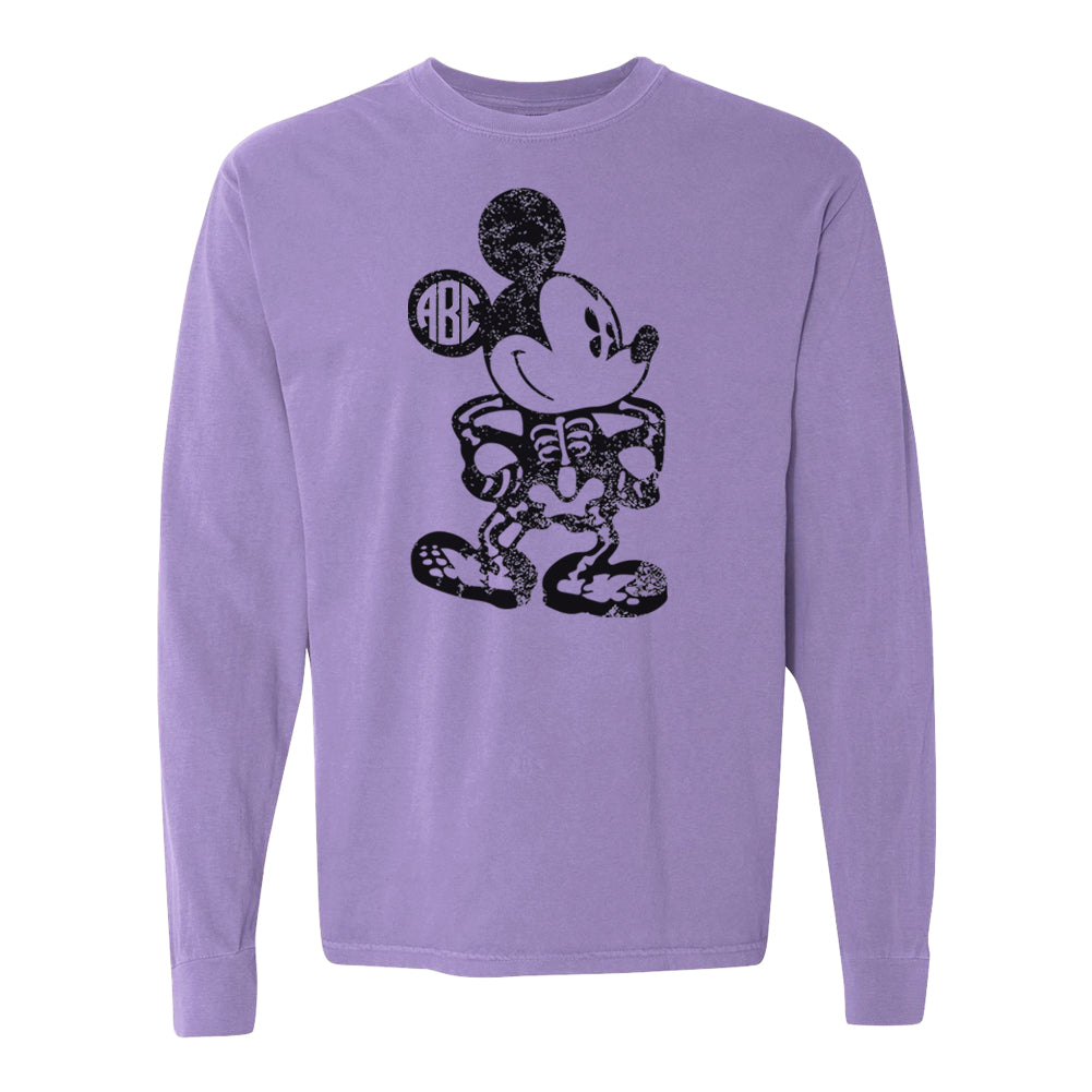 Monogrammed 'Mickey Skeleton' Long Sleeve T-Shirt