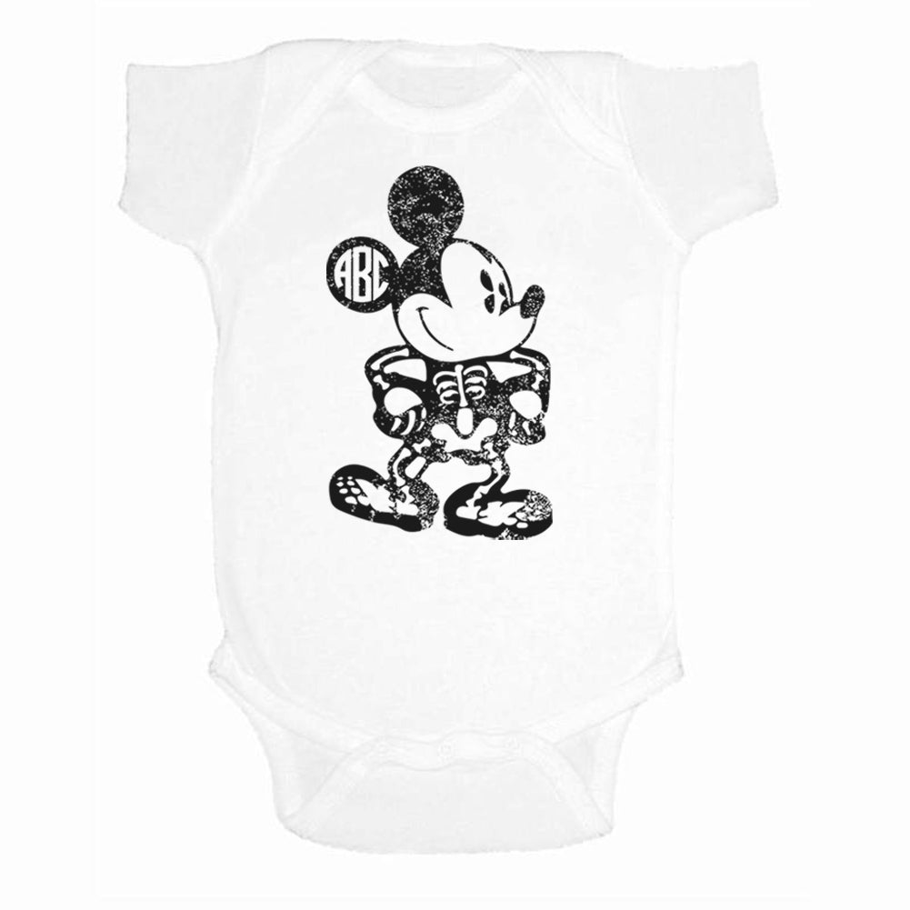 Monogrammed Infant 'Mickey Skeleton' Onesie