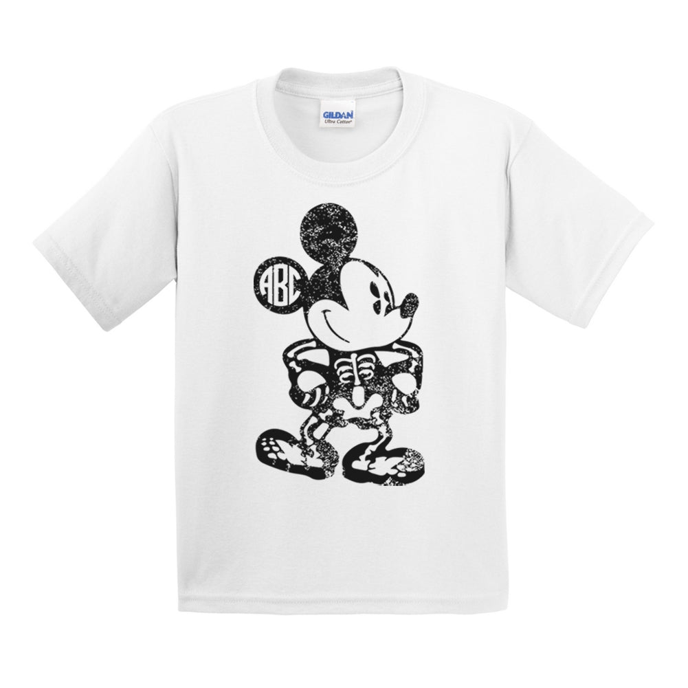 Kids Monogrammed 'Mickey Skeleton' T-Shirt