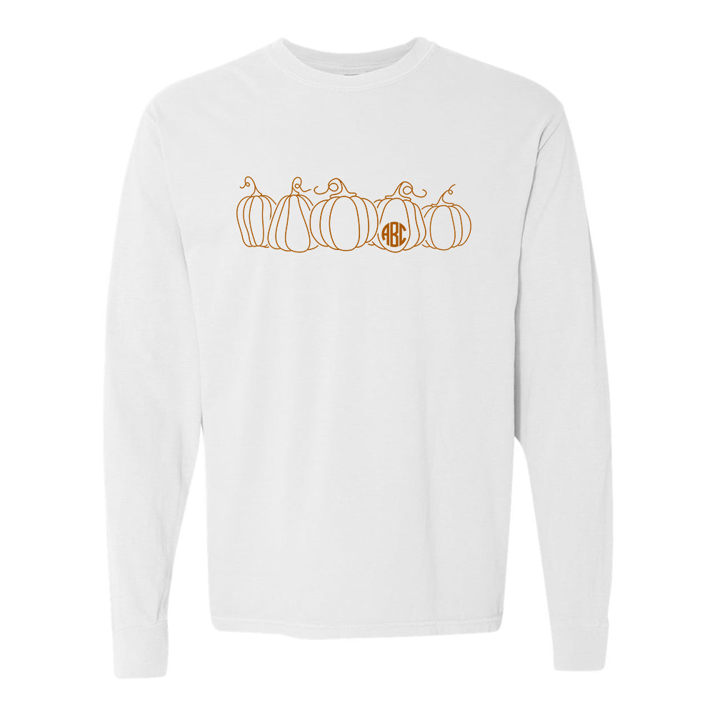 Monogrammed 'Pumpkin Sketch' Long Sleeve T-Shirt
