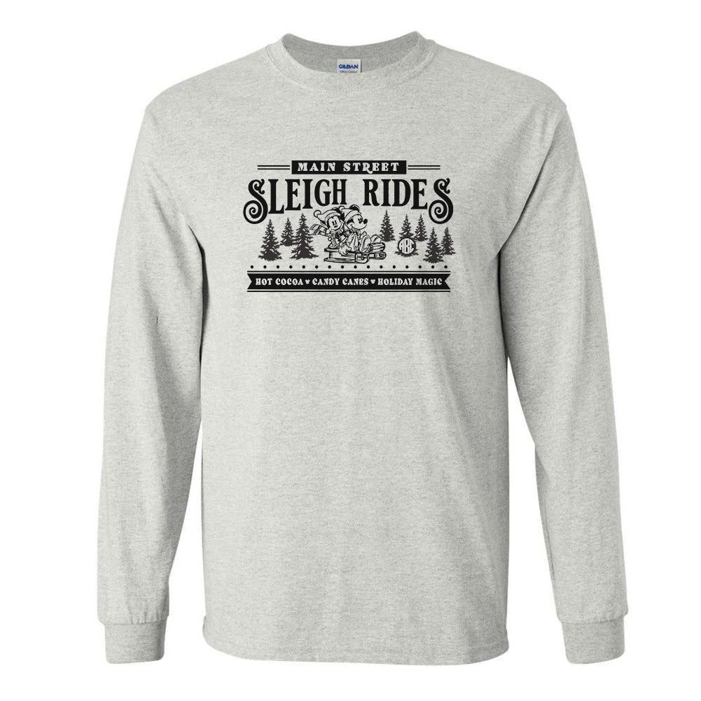 Monogrammed 'Main Street Mickey Sleigh Rides' Basic Long Sleeve T-Shirt