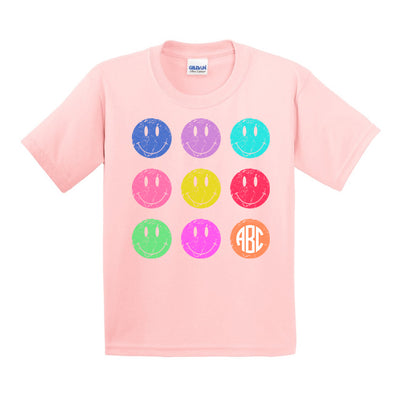 Kids Monogrammed 'Retro Smileys' T-Shirt