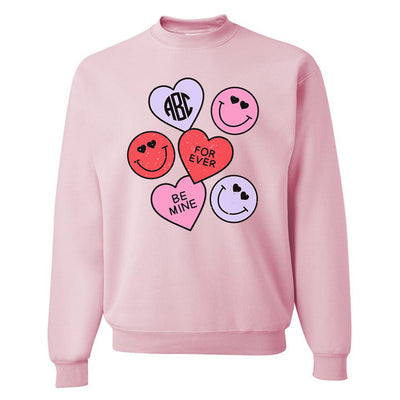 Monogrammed 'Smiley Hearts' Crewneck Sweatshirt
