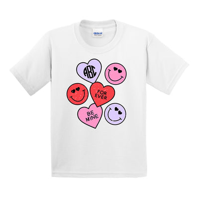 Kids Monogrammed 'Smiley Hearts' T-Shirt