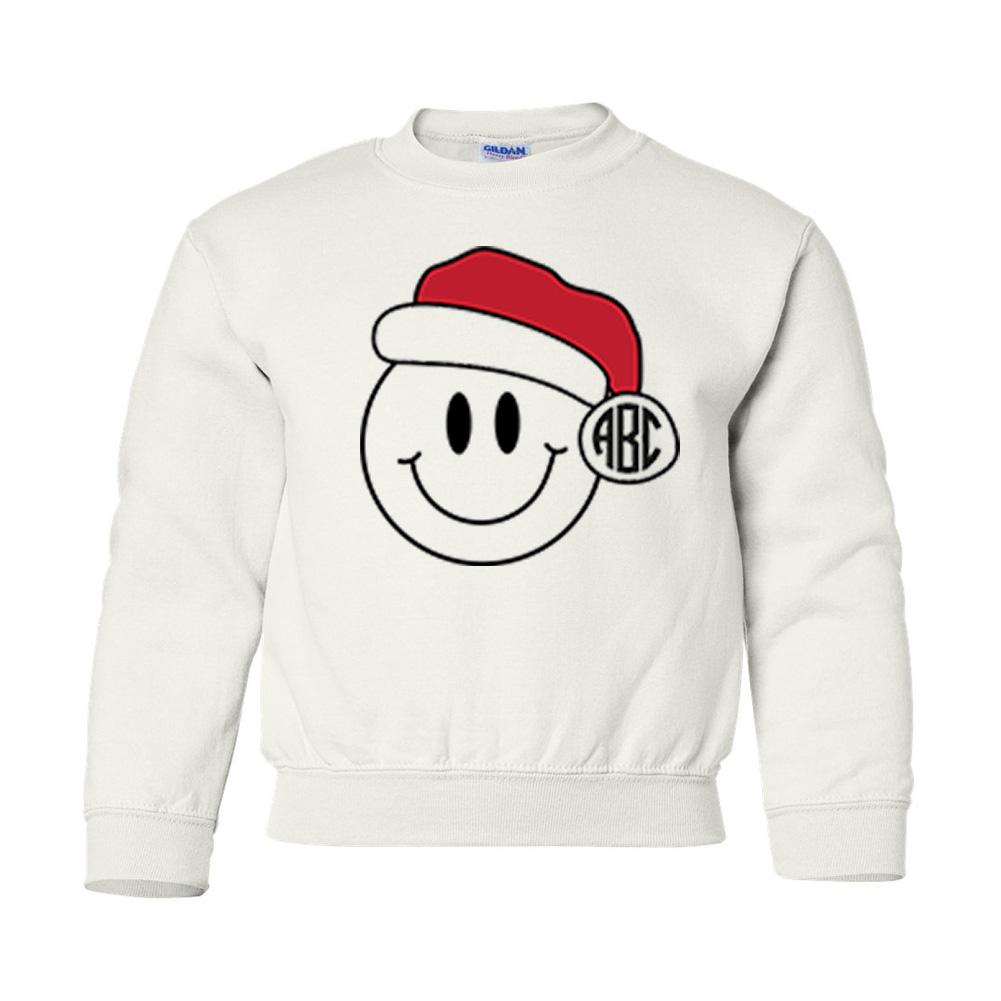 Kids Monogrammed 'Smiley Santa' Crewneck Sweatshirt