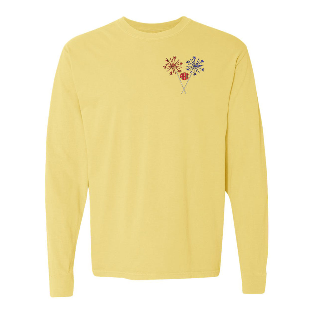 Monogrammed Sparklers Comfort Colors Long Sleeve T-Shirt