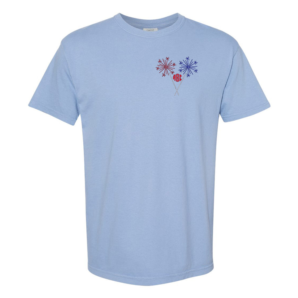 Monogrammed Sparklers Embroidered Comfort Colors T-Shirt